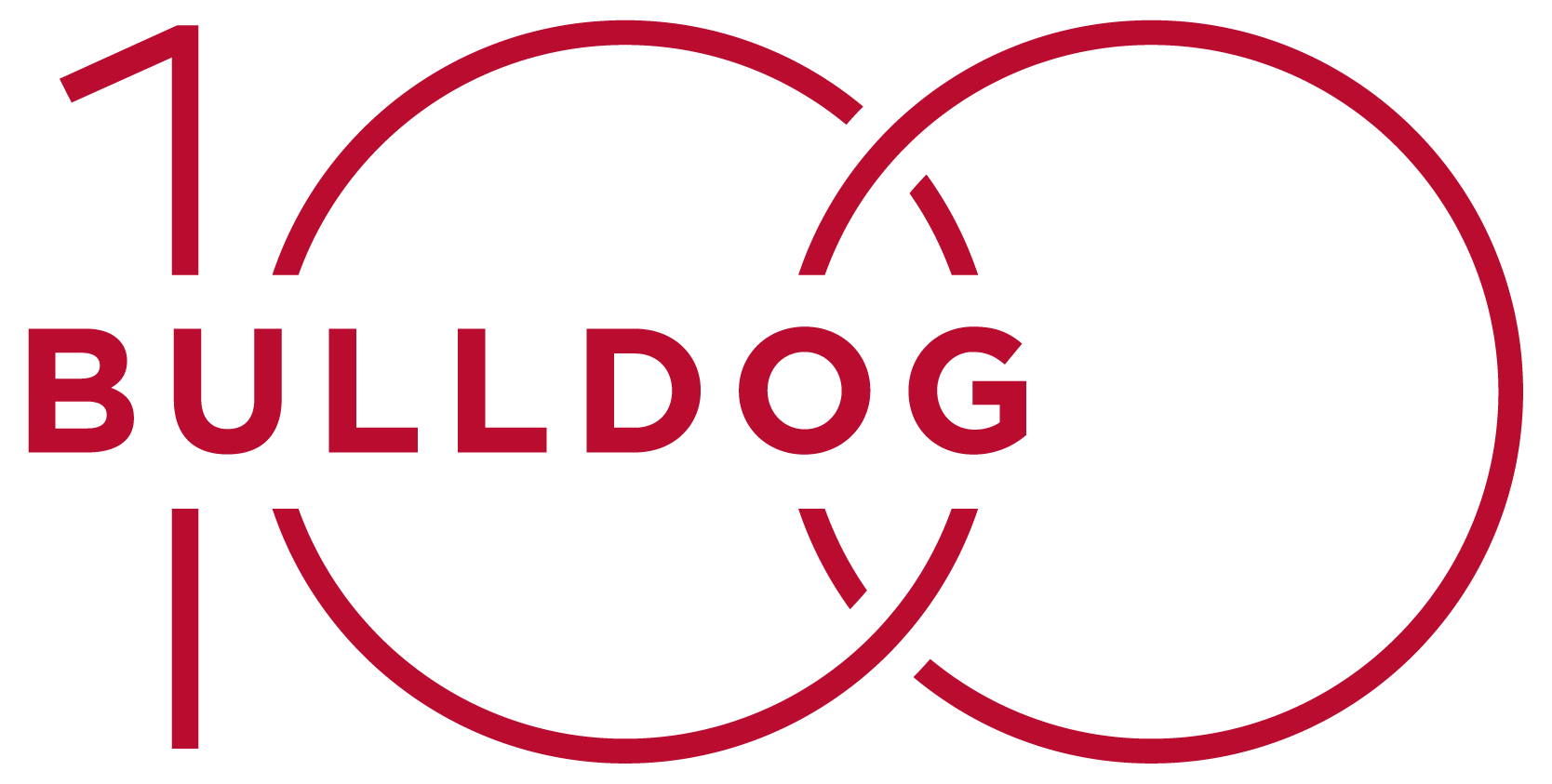 Logo with red bulldog 100