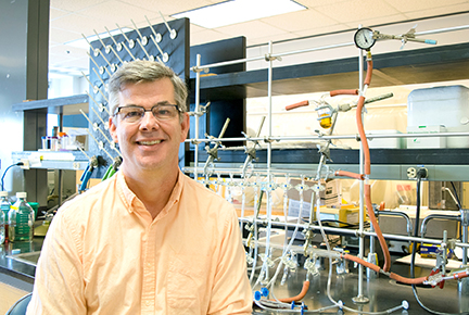 man in lab color photo
