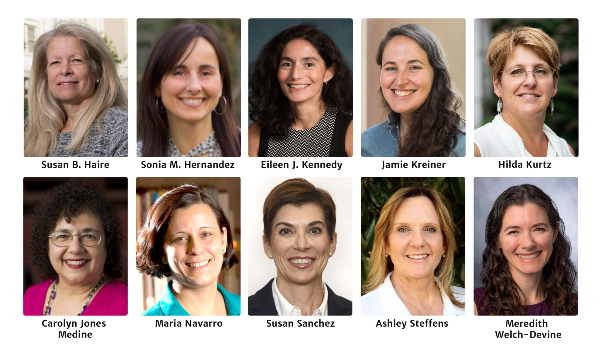 10 headshots of women, on two rows