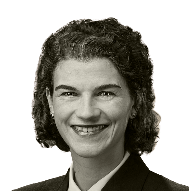 black-and-white headshot of woman