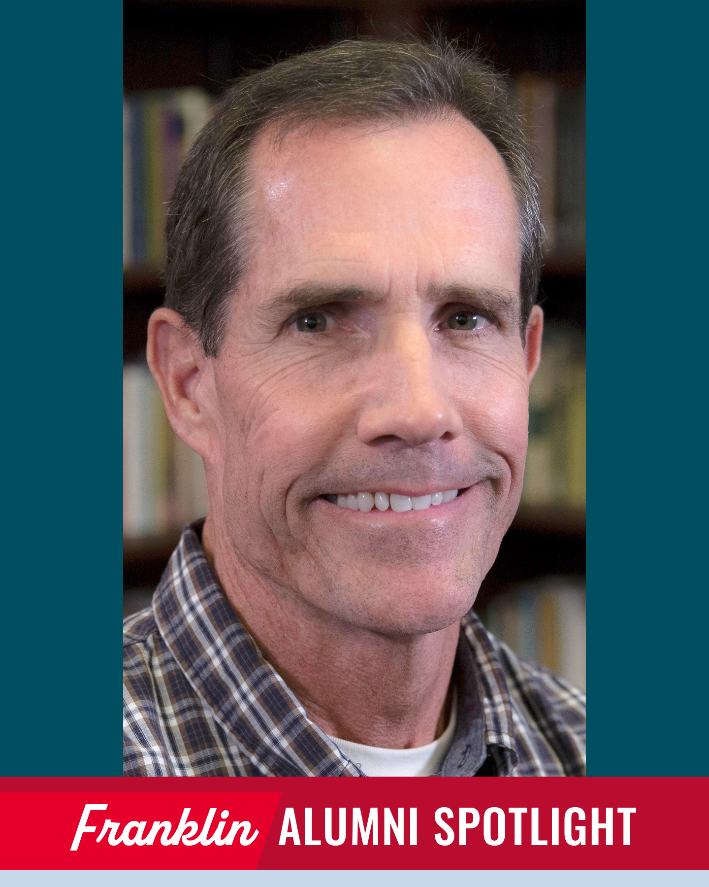 headshot photo of man, with graphic frame