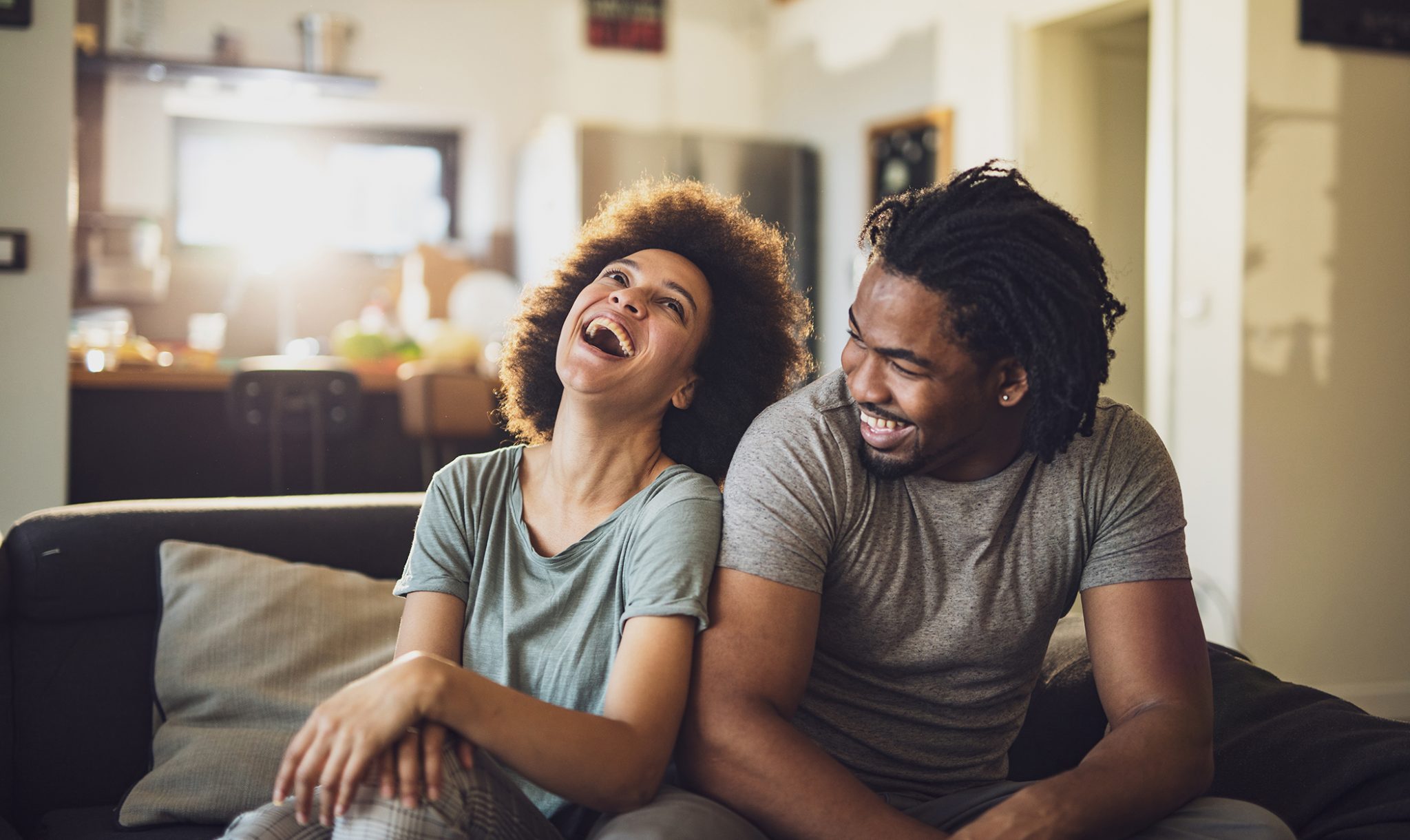 photo two people, laughing and smiling