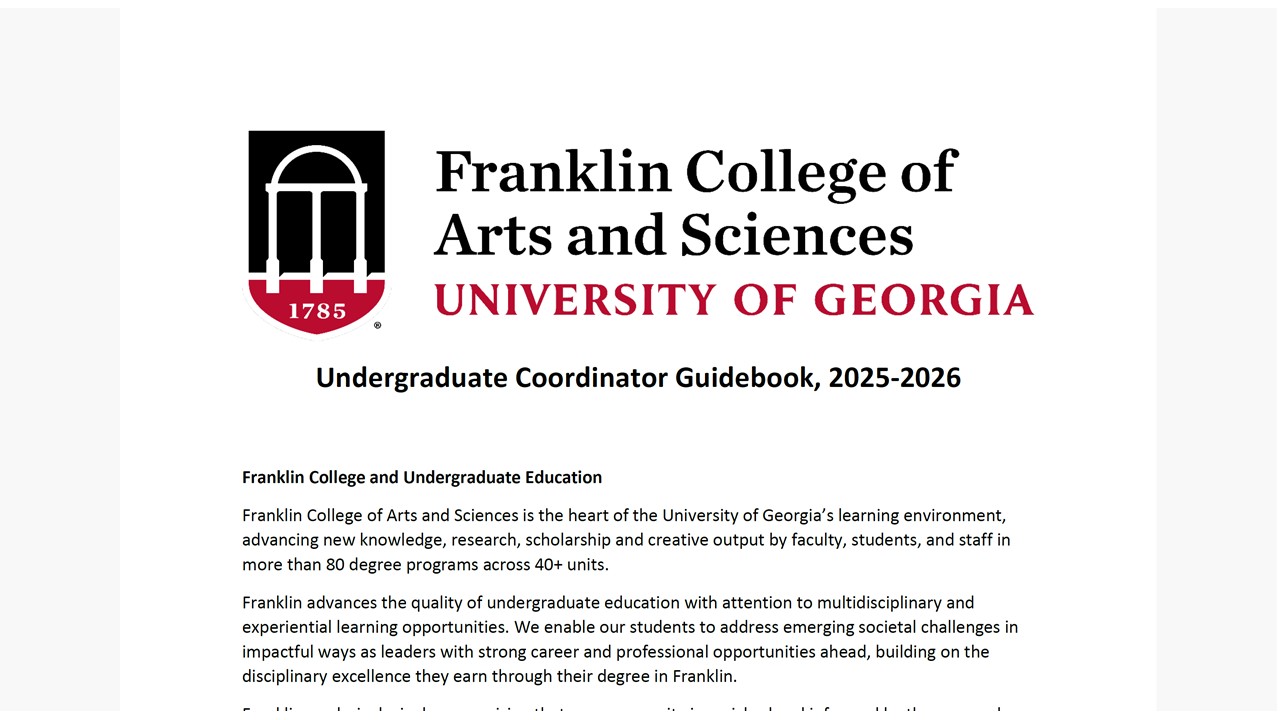 Franklin College Undergraduate Coordinator Guidebook, 2025-2026
